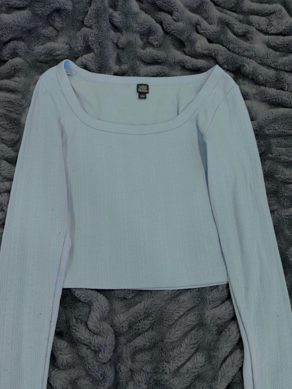 wild fable Light Blue Ribbed Scoop-Neck Long Sleeve Top